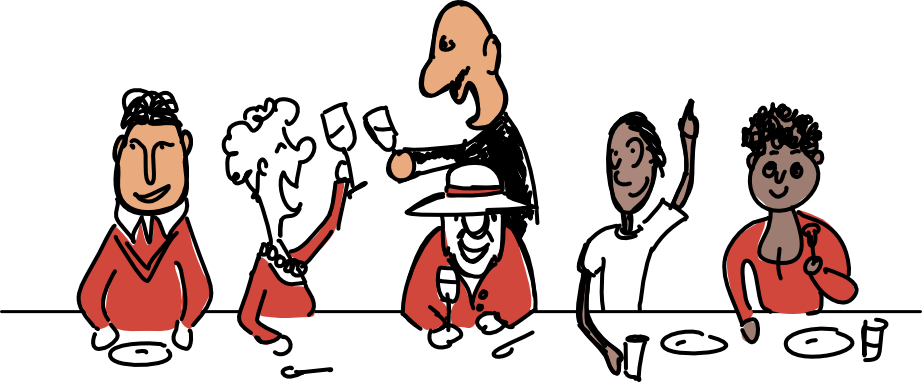 Un groupe de personne rassembler autour d'un repas